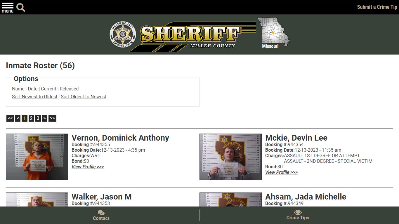 Inmate Roster - Current Inmates Booking Date Descending - Miller County ...